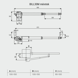 Benicna KIT-BILL 3 kétszárnyas kapunyitómotor-szett méret - kaputechnikaszakuzlet.hu
