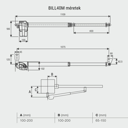 Benicna KIT-BILL 4 kétszárnyas kapunyitómotor-szett méret - kaputechnikaszakuzlet.hu