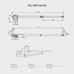 Benicna KIT-BILL 5 kétszárnyas kapunyitómotor-szett méret - kaputechnikaszakuzlet.hu