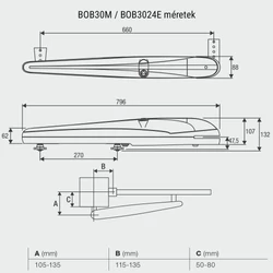 Benicna KIT-BOB 3024 kétszárnyas kapunyitómotor-szett méret - kaputechnikaszakuzlet.hu