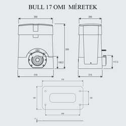 Beninca BULL 17 OMI  elektromos kapunyitómotor méretek- kaputechnikaszakuzlet.hu