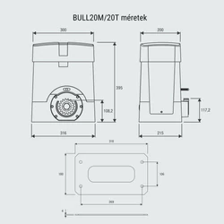 Beninca BULL20 kapunyitómotor méretei - kaputechnikaszakuzlet.hu