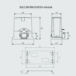Beninca BULL5 kapunyitómotor méretek kép – kaputechnikaszakuzlet.hu